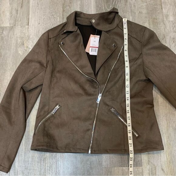 Nwt’s Philosophy Faux leather moto brown/ jacket  mushroom fashion - Picture 10 of 15